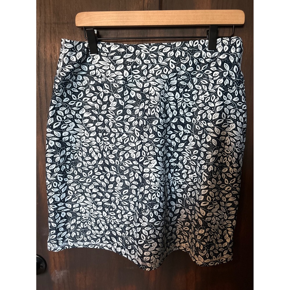 Loukeith Womens Black White Leaf Print Athletic Skort Tennis Golf Skirt Size L